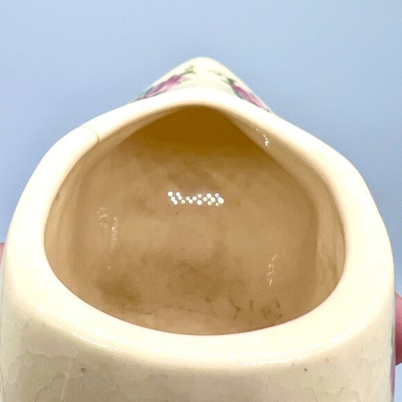 Vintage Ceramic Dutch Clog Shoe Cream Floral Transferware Small Collectible - Picture 8 of 9